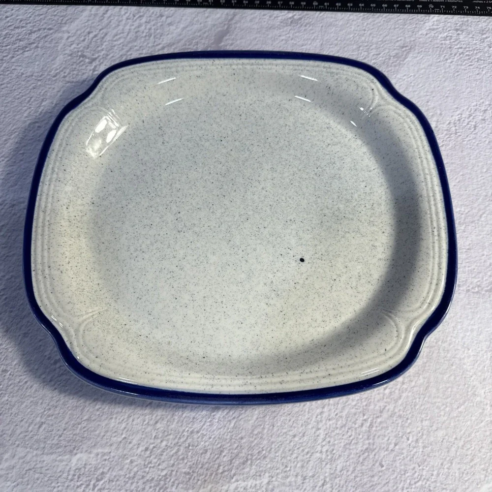 Syracuse China Brighton Bay Cobalt Blue Speckled Platters Set of 2 USA Stoneware